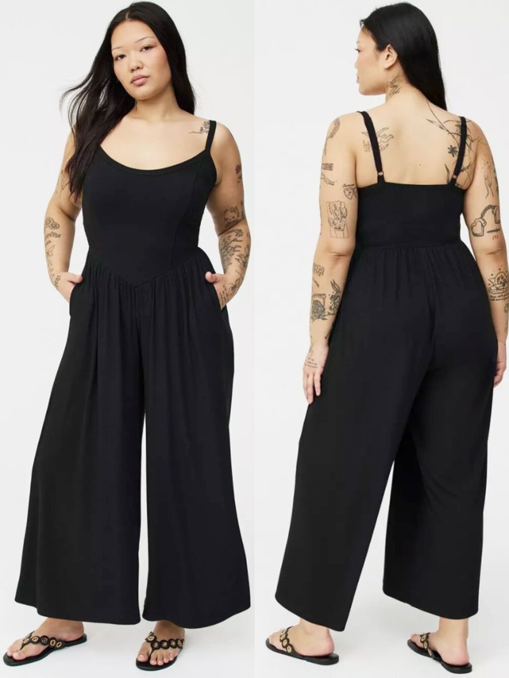 NWT Torrid 2 Black Super Soft Rib Wide-Leg Jumpsuit 2X 18 20